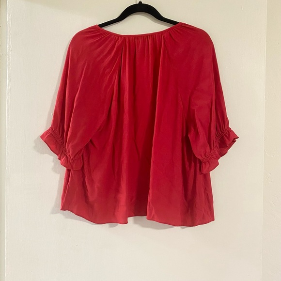 madewell red nothced ruffle blouse - Picture 3 of 6